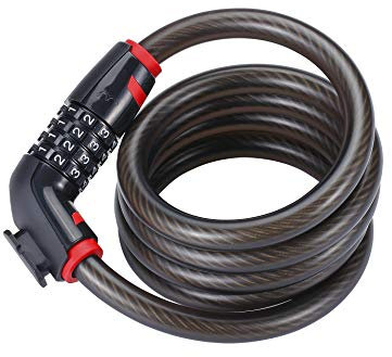 BBB Cycling, CodeLock Combination Cable Bike Lock with Code for Road and Mountain Bikes, Outdoor Heavy Duty Waterproof, Straight Cable, BBL-46, Black