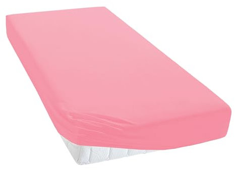 TM MAXX Jersey Spannbettlaken für Baby und Kinder mit Öko-Tex Standard (Rosa 005, 80x180) Matratzenhöhe bis 25 cm, Spannbetttuch aus 100% Baumwolle