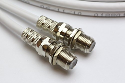 5m Twin White Satellite Shotgun Coax Cable Extension Kit for Sky Plus, Sky HD, Freesat & 5 Special Masonry Cable Clips