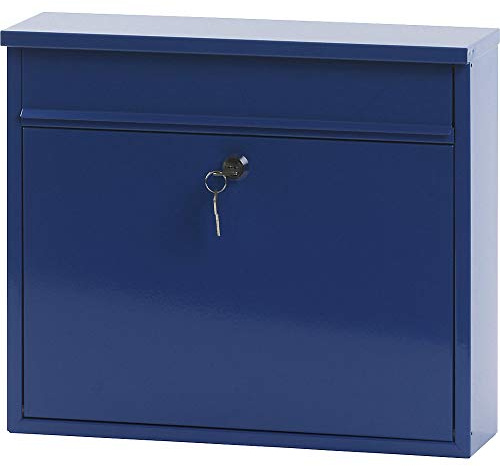 V-Part Wandbriefkasten, 11x36x31,5 cm , blau | Mit geradem Dach, HxBxT 320 x 360 x 100 mm, Stahlblech, pulverbeschichtet, blau RAL 5005