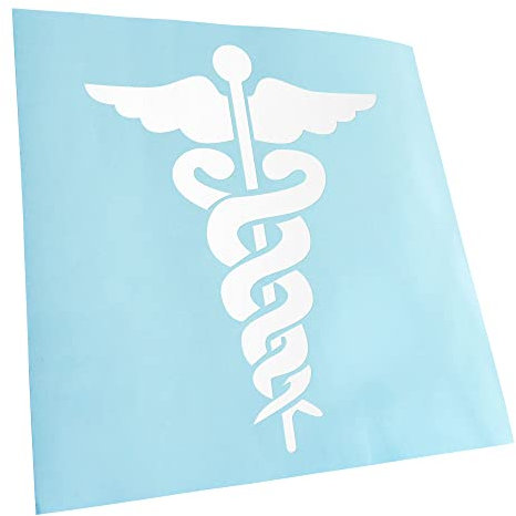 Kiwistar - Autoaufkleber - Weiß - 12,5x10cm Äskulapstab - Ärztesymbol - Schlangen - Heckscheibe Auto Aufkleber wetterfest für Kfz LKW Mofa Truck - Sticker außen selbstklebend Tuning Zubehör für