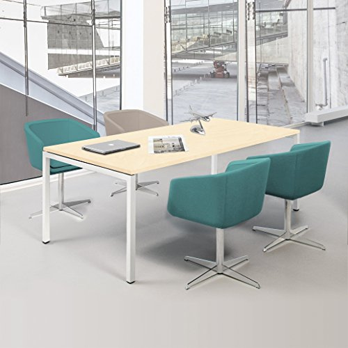 Weber Büroleben GmbH NOVA Besprechungstisch 180x80cm Ahorn 4-6 Pers. Konferenztisch Meetingtisch, Gestellfarbe:Weiß