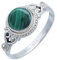 mantraroma Ring 925 Silber Malachit grüner gestreifter Stein Edelstein echt Silber Damen Sterling Silber Geschenk (MRG-024-10-(58))