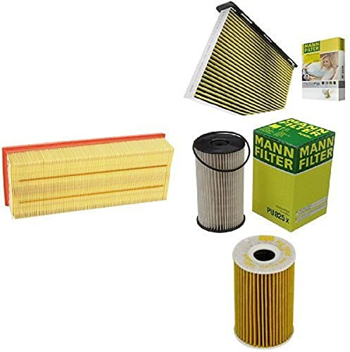 Mann-Filter Service Paket mit 1x Luftfilter C35154, 1x Freciousplus Innenraumfilter FP2939, 1x Kraftstofffilter PU825X, 1x Ölfilter HU7008Z