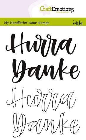 CraftEmotions Silikon Stempel Set A6 4tlg. - Handschrift - Hurra. Danke