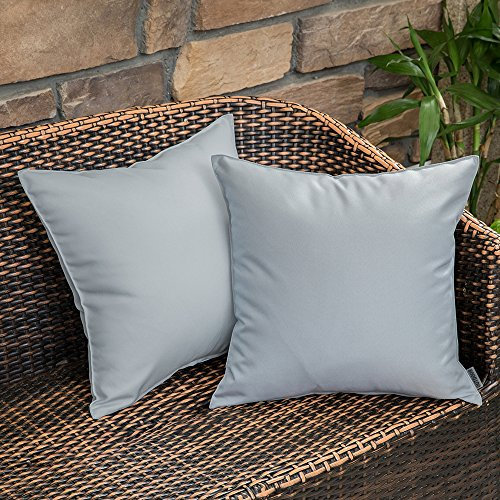 MIULEE 2er Set Outdoor Kissenbezug wasserdichte Kissenbezüge Sofakissen Dekorativ Couchkissen Wetterfeste Kissenhülle Zierkissen Bezug Weich für Sofa Couch Outdoor Garten Balkon 45x45 cm Hellgrau