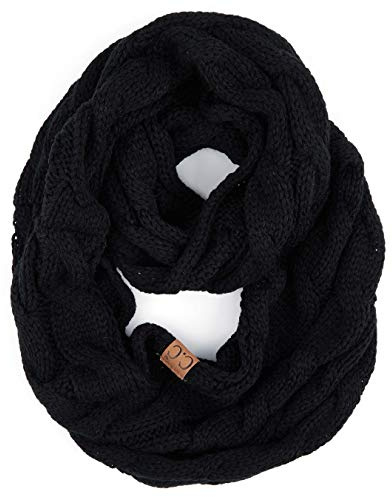 C.C Exclusives Multi Color Cable Knit Infinity Scarf (SF-800) (Black)