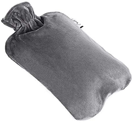 KUFL XXL 3L Wärmflasche mit Bezug gegen Menstruationsbeschwerden, Rückenschmerzen, Kälte und Magenschmerzen Wärmeflasche für Erwachsene (Grau, 3L)
