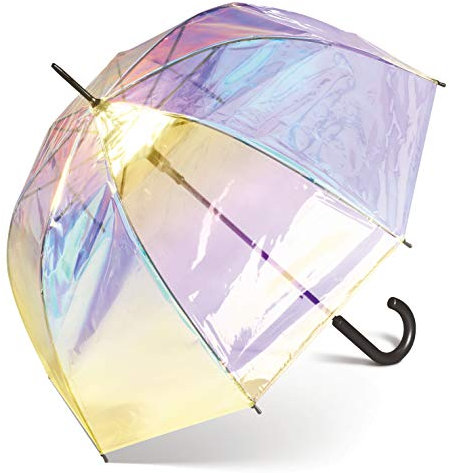 Happy Rain Automatik Regenschirm transparent durchsichtig Glockenschirm bunt schillernd shiny
