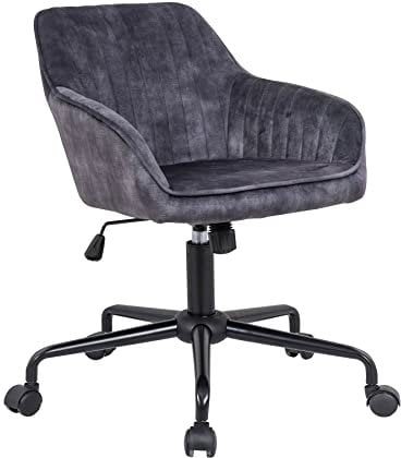 invicta INTERIOR Höhenverstellbarer Bürostuhl Turin dunkelgrau Samt mit Armlehne Drehstuhl Schreibtischstuhl Stuhl