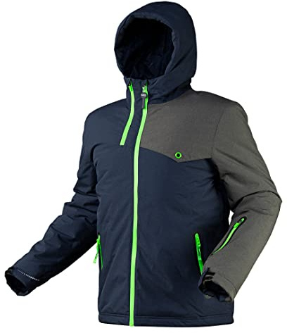 NEO TOOLS Softshelljacke 81-550, Arbeitsjacke winddicht & wasserabweisend, mit Fleece-Futter, Daumenloch-Bündchen, extra große Smartphone-Tasche, Schwarz-Grau