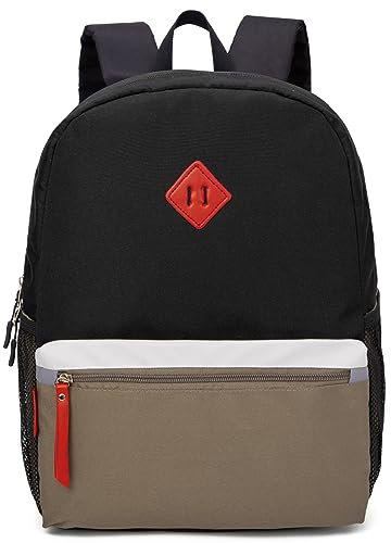 HawLander Little Kids Backpack for Boys Toddler School Bag Fits 3 to 6 years old, 15 inch, Black Grey