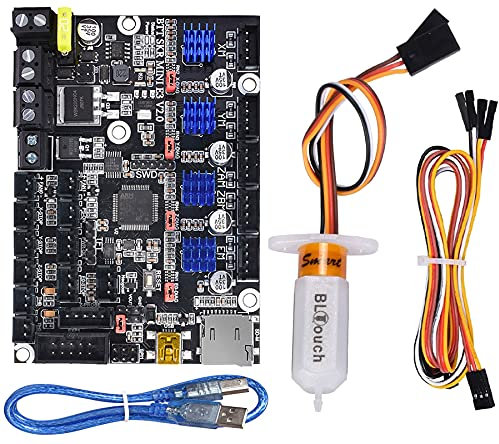 BIGTREETECH Carte de contrôle SKR Mini E3 V2.0 32 bits pour carte mère Ender 3 Silent Board avec pilote TMC2209 UART pour imprimante 3D Creality Ender3 (avec kit de câble d'extension BLTouch)