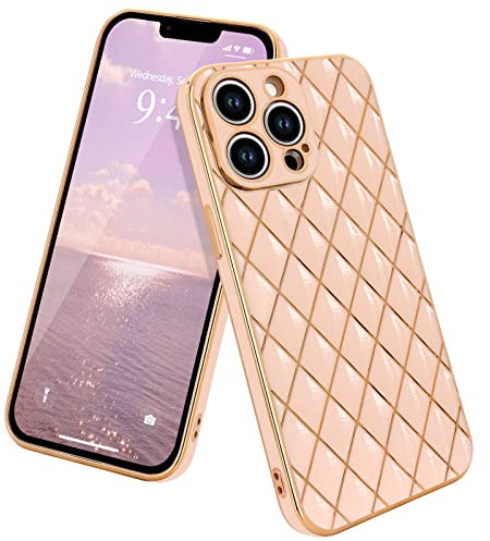 Lafunda Handyhülle Kompatibel mit iPhone 12 Pro Max Hülle für Frauen Mädchen Vergoldung Glitzer Hüllen Ultradüne TPU Schutzhülle Niedliche Hülle Bumper Silikon case für iPhone 12 Pro Max Rosa
