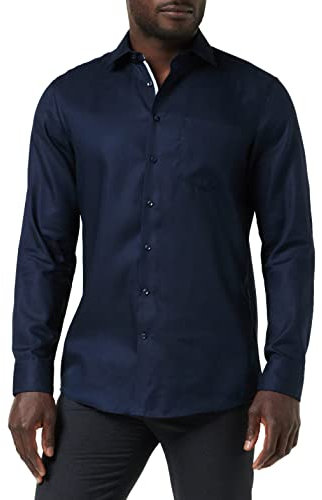 Seidensticker Herren Business-Hemd - Regular Fit - Bügelfrei- Kent-Kragen - Langarm - 100% Baumwolle Dunkelblau 44