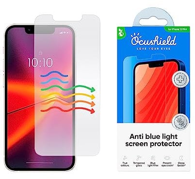 Ocushield Anti Blue Light Tempered Glass Screen Protector for iPhone 13 Mini 5.4 - Protect Your Eyes Reduce Migraines & Improve Sleep