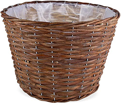 matches21 Pflanzkorb Weidenkorb Naturdeko Pflanzgefäß Pflanztopf Übertopf Korb Weide rund foliert braun 1 STK Ø 30 cm