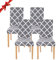 Jaotto Stuhlhussen 4 Stück Universal, Stuhlhusse Stretch 4er Set Moderne, Stuhlhussen Schwingstühle Elastische Langlebig Stuhlhussen für Esszimmer Bankett Deko(Graue Geometrie,4 Stück)