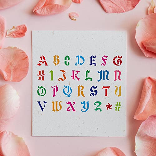 FINGERINSPIRE 4 STÜCK Briefschablonen Vorlage 29,7x21cm Kunststoff Alphabet Zeichnung Malschablonen Buchstaben und Zahlen Schablonen Schriftschablonen zum Malen auf Holz, Boden, Wand und Fliesen