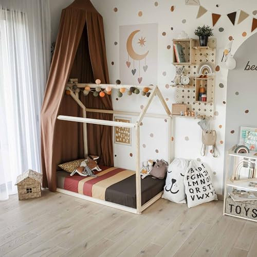 Tipi-Bett Montessori-Bett Montessori-Tipi-Bett Kinderbett Montessori Hausbett (200x90cm, Wood)