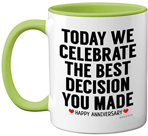 Stuff4 Anniversary Mug for Him Her, Funny Coffee Mug for Men Women, Gifts Girlfriend, Presents Boyfriend, Perfect Anniversary Christmas Valentines Birthday, 11oz Ceramic Green