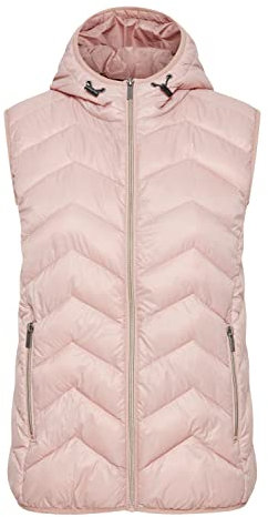 fransa FRBAPADDING Damen Weste Steppweste Outdoor Weste Kapuze mit Gummizug normale Länge Reißverschluss-Taschen enger Schnitt, Größe:M, Farbe:Misty Rose (151512)