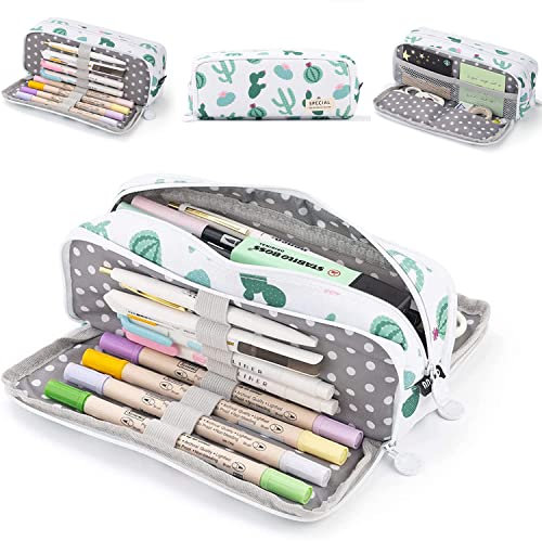 NEWUPZSI Federmäppchen Mädchen Weihnachten Geschenke für Jungen Kaktus mit 3 Fächer Große, Mäppchen Mädchen Teenager, Federtaschen Pencil Case mit 3 Fach für Kinder Geschenk