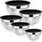 Herogo Lot de 5 bols à mélanger en acier inoxydable avec couvercles hermétiques noirs, saladiers en métal pour la cuisson, non toxiques et antirouille, polyvalents et passent au lavevaisselle