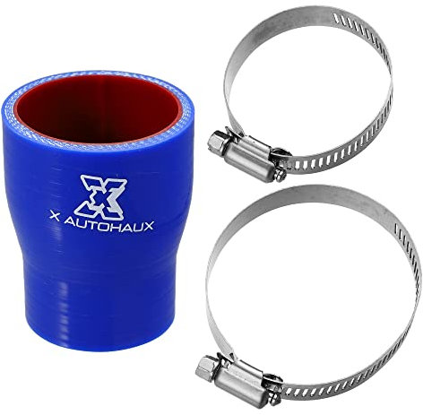 X AUTOHAUX Tuyau de tuyau droit en silicone pour voiture - 41-50 mm - Bleu et rouge