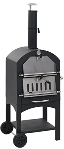 INLIFE Garten-Holzkohle-Pizzaofen mit Schamottstein