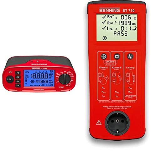 Benning 44105 IT 105 Installationsprüfgerät & 050308 ST 710 Kontrollinstrument, rot