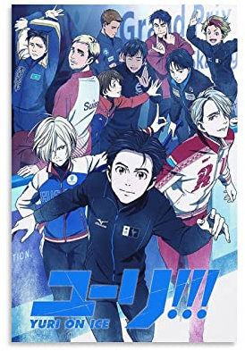 on ICE YURI! on ICE Japanisches Anime-Poster, Filmposter, Poster für Zimmer, ästhetische Leinwand, Malerei, Poster, Wandkunst, dekorative Bilderdrucke, moderne Dekoration, 50 x 75 cm