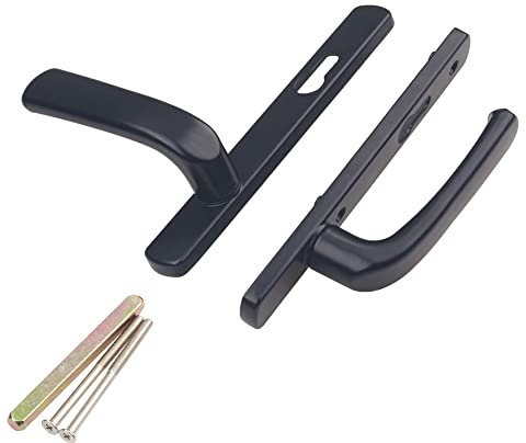 SEIWEI UPVC Door Handle, 92mm PZ (Centres) Black Replacement Handles with Matching Parts, 1 Pair/Set, 210mm