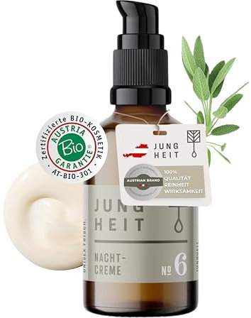 JUNGHEIT Nachtcreme Zink mit 2 komplexen Hyaluronsäuren 30ml - Anti Aging Creme mit Kräuterextrakten - hochdosierte BIO Gesichtscreme - zertifizierte Skincare - vegane Gesichtspflege - Naturkosmetik