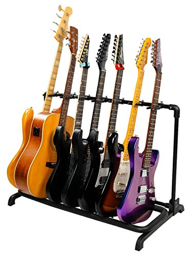 GUITTO Gitarrenständer Multi Faltbarer Universal Display Guitar Rack Tragbarer Gitarrenhalter für Band Bühne Bass Akustik Gitarre -7 Halter GGS-11