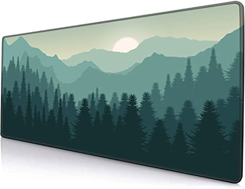 SANWUMIAN Mauspad für Gaming, großes Mauspad für Schreibtisch, Tastatur-Mauspad, Schreibtischunterlage, rutschfeste Gummiunterseite mit genähten Kanten, 80 x 30 cm, abstrakte Landschaft/Berg