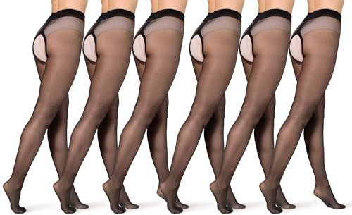 BANANALU 20 Den Ouvert Strumpfhose mit offenem Schritt Große Öffnung Plus Intimo Plus 20 Nero - 6er Set XL