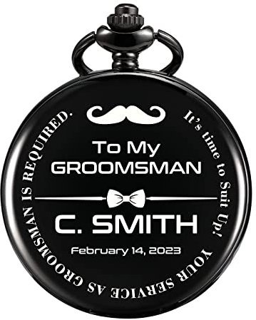 TREEWETO Taschenuhr - Personalisiert Graviert Bester Mann Taschenuhr Quarz Fobwatch - Bräutigam Geschenke Für Hochzeit Trauzeuge Geschenkenk