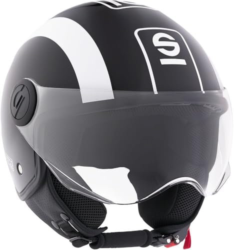 Sparco Demi-Jet Motorradhelm schwarz und weiß mit ABS-Schale Größe L