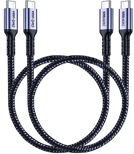 SUMPK 50cm USB 4 cable 2 paquete, 40gbps USB 4 cable, con carga rápida de 240w y pantalla de vídeo de 8k, compatible con Thunderbolt 4, Thunderbolt 3, XPS