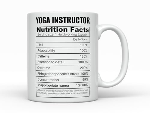 Kaffeetasse mit Yoga-Lehrer, Yogi-Ernährungsfakten, lustige Geschenkideen für Männer für Frauen, College-Abschluss, Geburtstag, Ruhestand, Tasse
