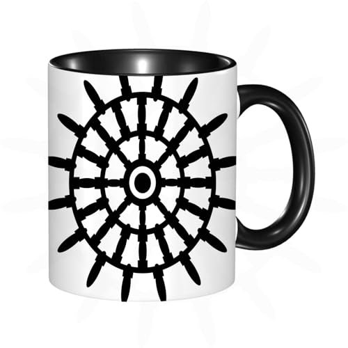 Tasse Keramik Illustrierte Silhouette eines geometrischen Schiffsrads. Vektor-EPS-Grafikdesign-Zeic Kaffeetassen Große 330ml Mit Henkel 100% Handbemalt Trinkgläser Mit Griff Personalisierte Geschenk
