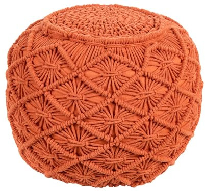 Pouf en Coton Orange Assise Supplémentaire de Salon Repose-Pieds Glamour Berkane