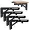 MOUYAT 4 pièces Supports d'étagère pliants de 8 Pouces avec vis, Supports d'étagère Noirs Robustes fixés au Mur, Supports de Support Pliables en Acier Inoxydable pour étagère de Table de Banc, 20 cm