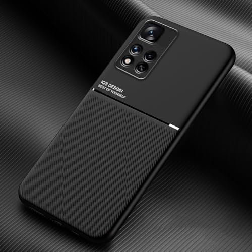 COMAKU Coque pour Xiaomi Redmi Note 11s 5G Ultra-Mince PU +TPU Silicone Texture Antidérapante et Antichoc Housse Coque -Noir