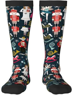 Women_s Nutcracker Ballet Xmas Dance Funny Socks for Unisex for Men&Women, Fun Casual Dress Socks,Winter Warm Socks, 3 Black, One size