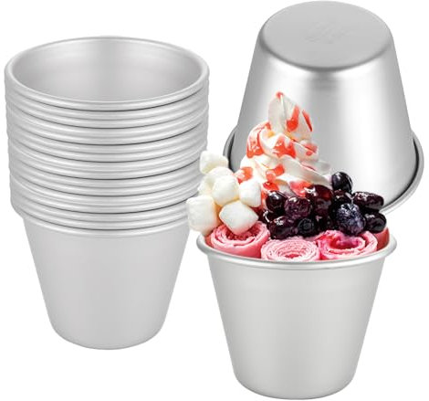 YAYODS Paquete de 20 moldes para pudín, mini cuenca antiadherente, moldes de aluminio para dariole, moldes para tartas de huevo, moldes para magdalenas, moldes individuales para hornear postres y