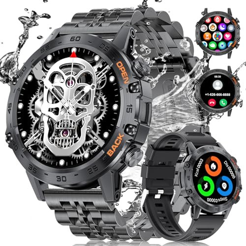 ESFOE Smartwatch Uomo con 400mAh Batterie, 1.39''HD Orologio Smartwatch uomo con Chiamate Bluetooth, Cardiofrequenzimetro, Cronometro, IP68 Impermeabile Smartwatch Militare Uomo per iOS Android