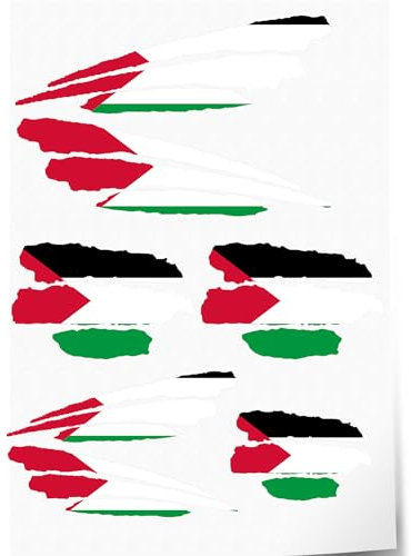 Indigos UG Aufkleber Palästina - 7 Autoaufkleber - Flagge - Fahne mit 3 Streifen - selbstklebende Fahnen für Heckscheibe, Modellbau, Sport, Motorrad, Auto, Tuning, Fenster, Kofferraum