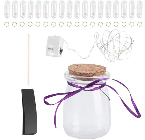 Zerodeko 1 Set Romantic Letter Small Cork Bottles Birthday Pill Message Bottles Capsule Message Bottle Mini Wish Bottles Couples Love Capsule Message Paper Led Cartoon Note Glass
